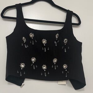 Jeweled 💎crop top alone or under a blazer for a pop of elegance… Commence crop
